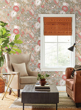 Wallpaper Poppies Wallpaper // Grey & Pink Metallic 