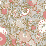 Wallpaper Poppies Wallpaper // Grey & Pink Metallic 