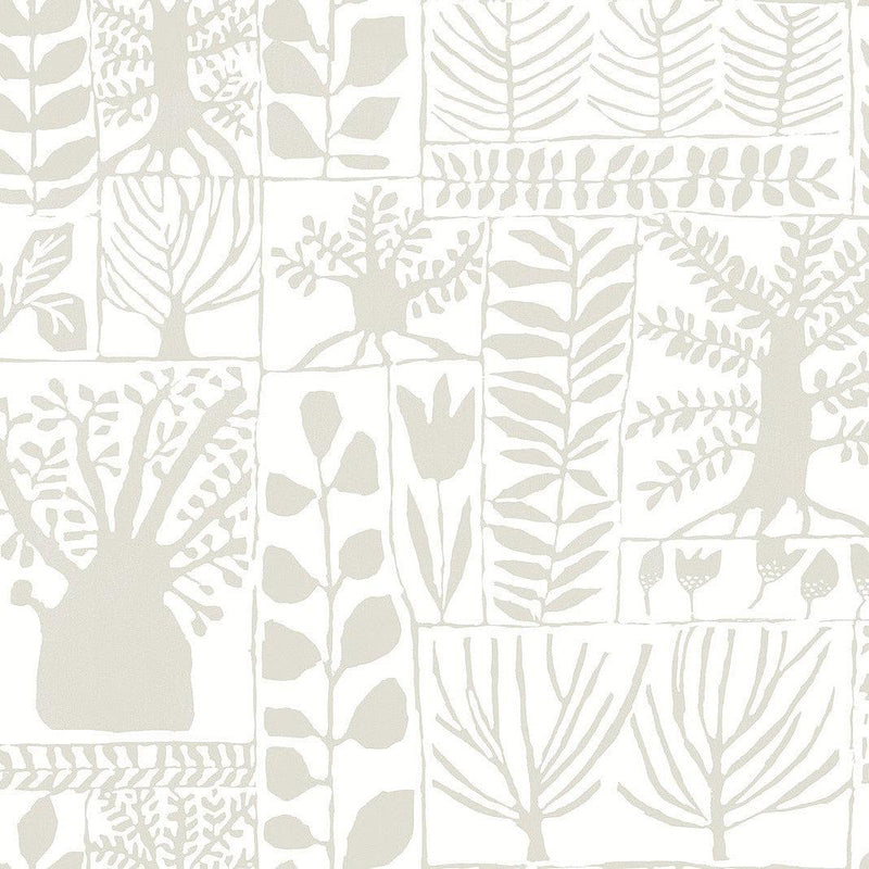Wallpaper Primitive Trees Wallpaper Sample // White & Cream 8 x 10 