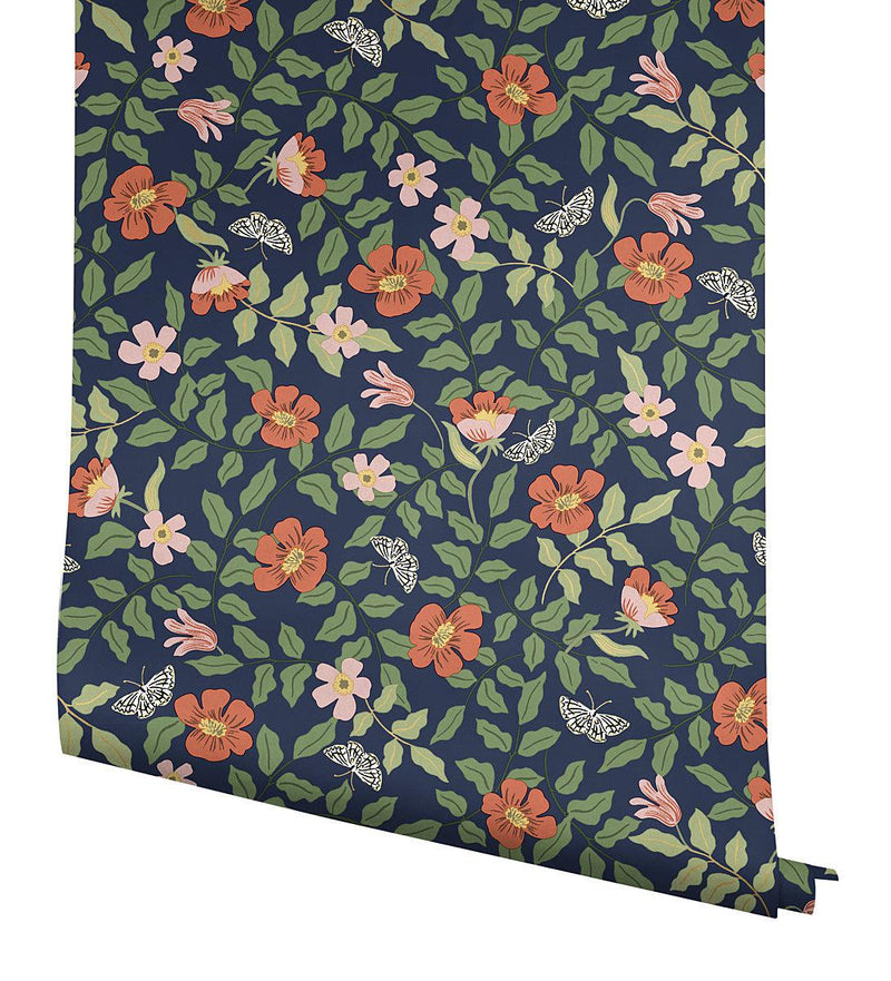 Wallpaper Primrose Peel & Stick Wallpaper // Rose & Navy 