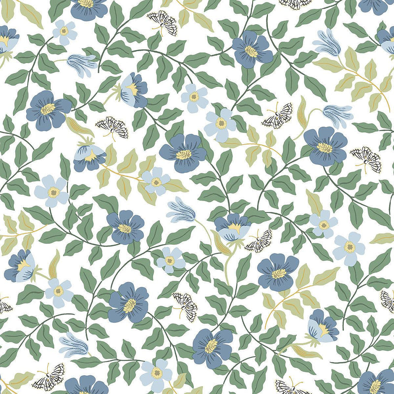 Wallpaper Primrose Peel & Stick Wallpaper Sample // Blue & White 8 x 10 