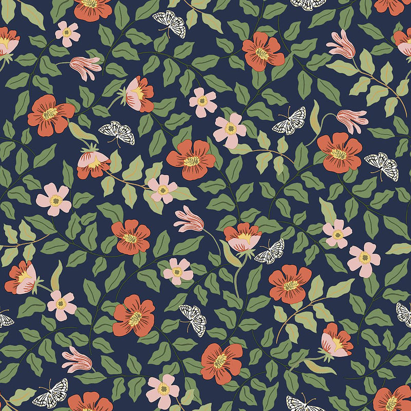 Wallpaper Primrose Peel & Stick Wallpaper Sample // Rose & Navy 8 x 10 
