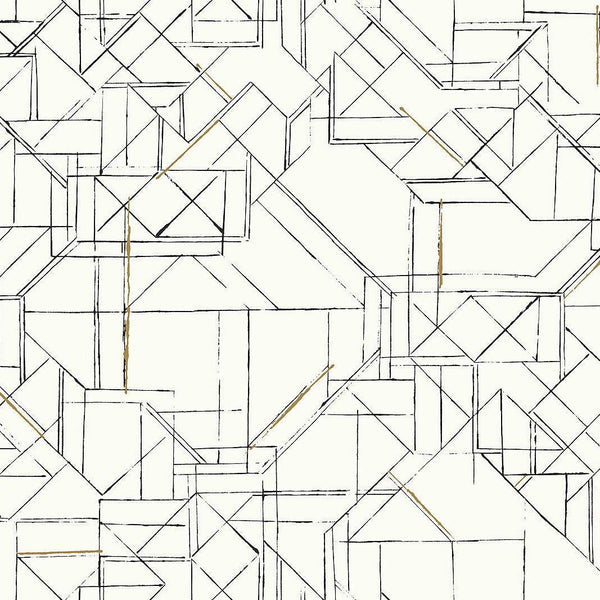 Wallpaper Prism Schematics Peel & Stick Wallpaper // Black & Gold 