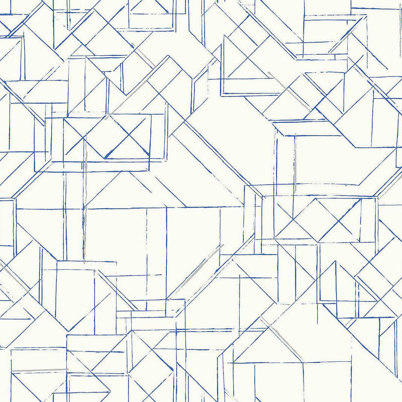 Wallpaper Prism Schematics Peel & Stick Wallpaper Sample // Cobalt 8 x 10 