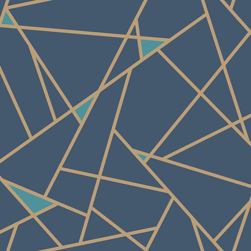 Wallpaper Prismatic Wallpaper Sample // Navy & Gold Metallic 8 x 10 