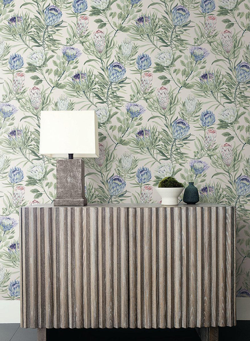 Wallpaper Protea Wallpaper // Cream & Blue 