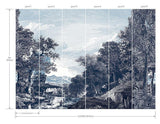 Wallpaper Provincial Scenic Wall Mural // Navy 