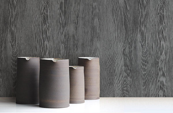 Wallpaper Quarter Sawn Wood Wallpaper // Black 