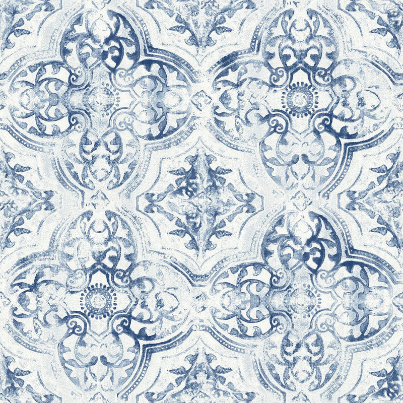 Wallpaper Quartet Wallpaper Sample // White & Blue 8 x 10 