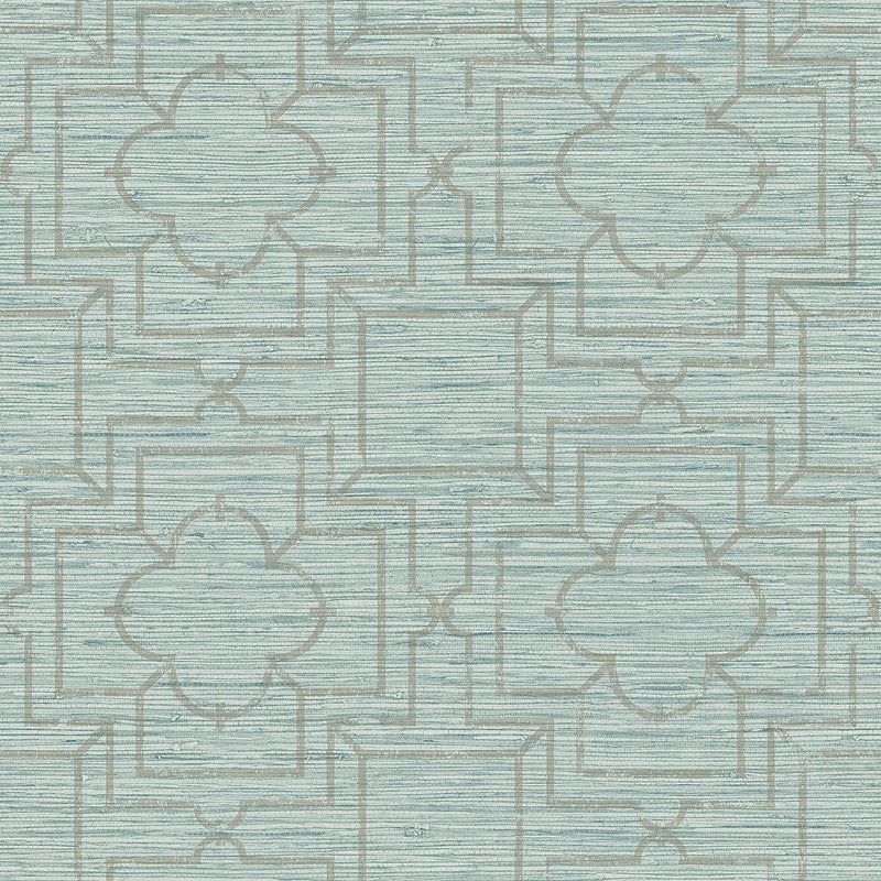 Wallpaper Quatrefoil Trellis Peel & Stick Wallpaper Sample // Blue 8 x 10 