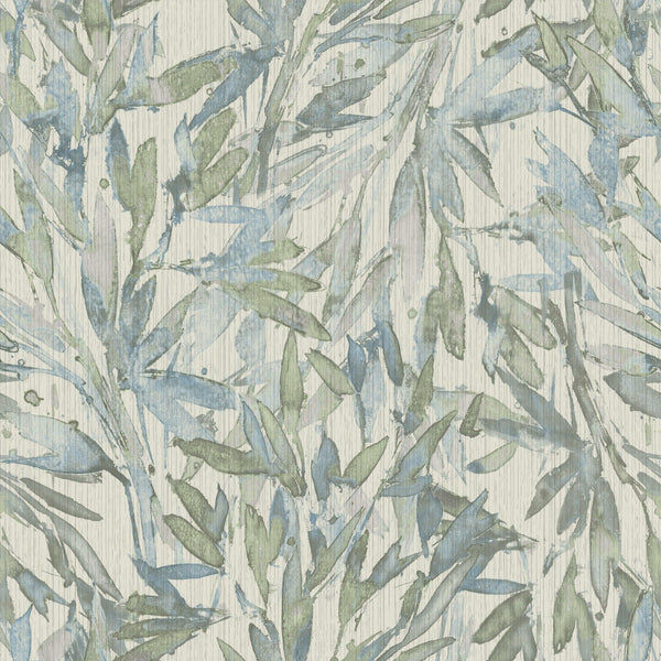 Wallpaper Rainforest Leaves Wallpaper // Blue & Green 