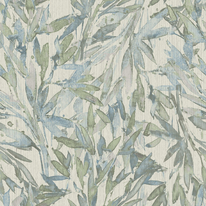 Wallpaper Rainforest Leaves Wallpaper // Blue & Green 