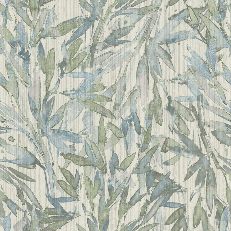 Wallpaper Rainforest Leaves Wallpaper Sample // Blue & Green 8 x 10 