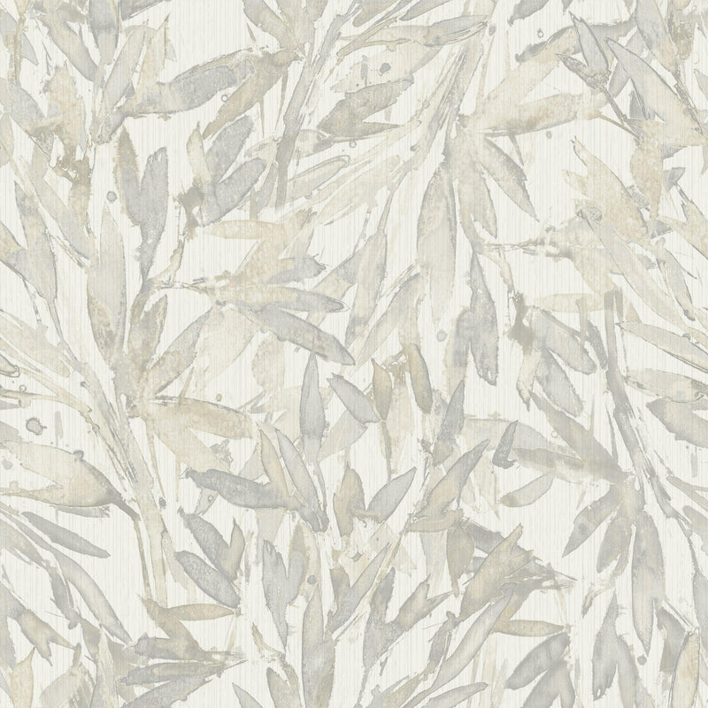 Wallpaper Rainforest Leaves Wallpaper Sample // Cream & Grey 8 x 10 