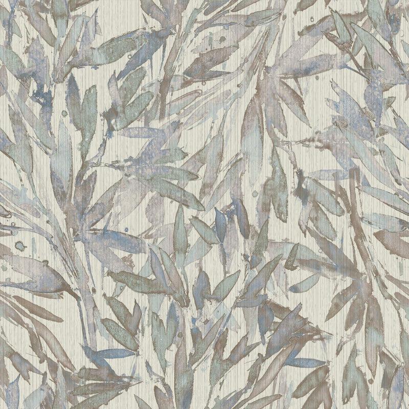 Wallpaper Rainforest Leaves Wallpaper Sample // Lavender & Blue 8 x 10 