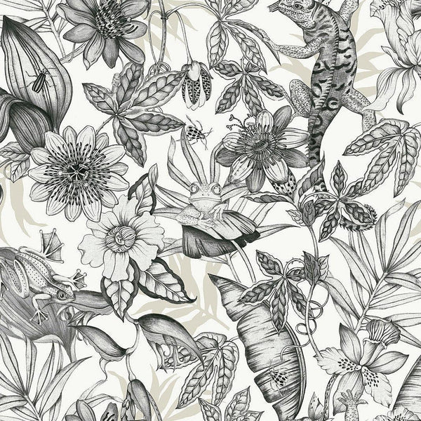 Wallpaper Rainforest Wallpaper // White & Charcoal 