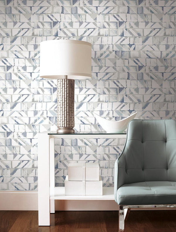 Wallpaper Refraction Peel & Stick Wallpaper // Blue & Grey 