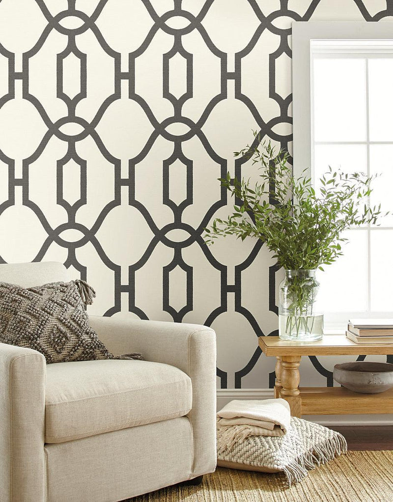 Wallpaper Repurpose Woven Trellis Wallpaper // Charcoal 