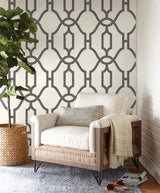 Wallpaper Repurpose Woven Trellis Wallpaper // Charcoal 
