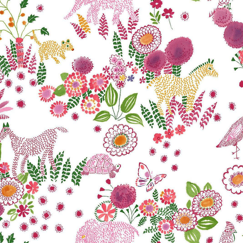 Wallpaper Reverie Peel & Stick Wallpaper Sample // Pink & Green 8 x 10 