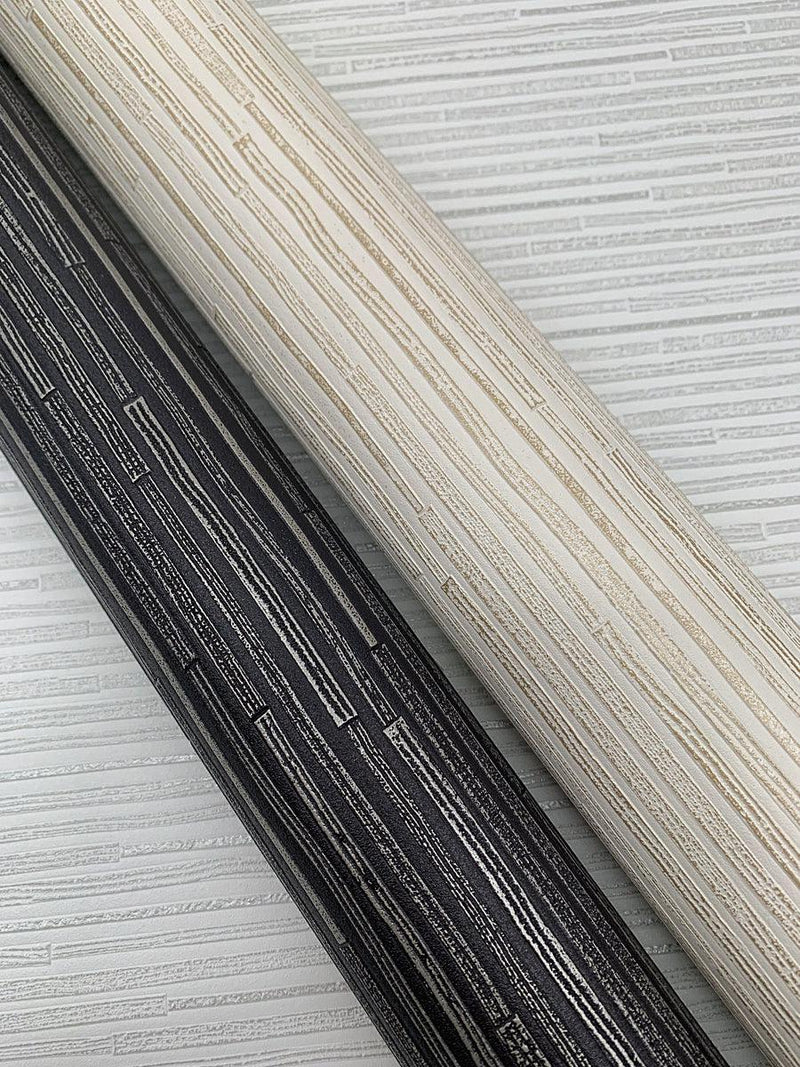 Wallpaper Ribbon Bamboo Wallpaper // Cream & Gold Metallic 