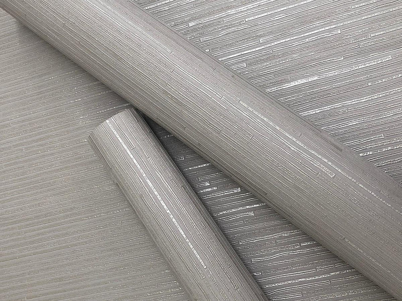 Wallpaper Ribbon Bamboo Wallpaper // Silver Metallic 