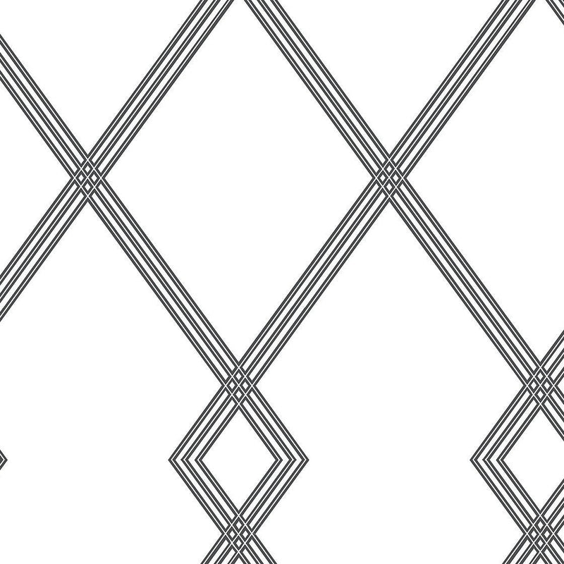 Wallpaper Ribbon Stripe Trellis Wallpaper // White & Black 