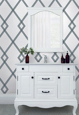 Wallpaper Ribbon Stripe Trellis Wallpaper // White & Black 
