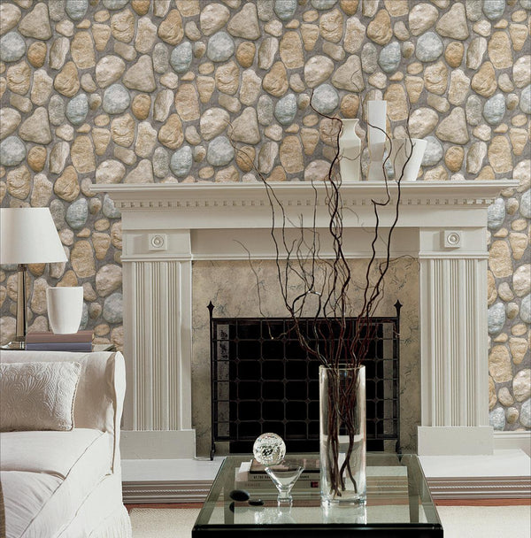 Wallpaper River Rock Wallpaper // Slate Grey & Desert Brown 