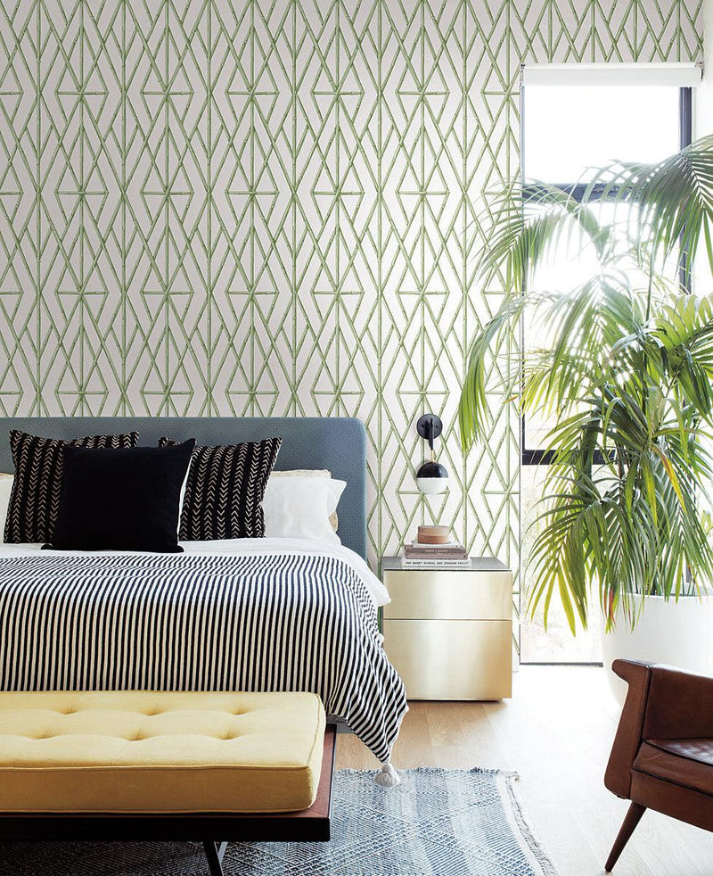 Wallpaper Riviera Bamboo Trellis Wallpaper // Green 