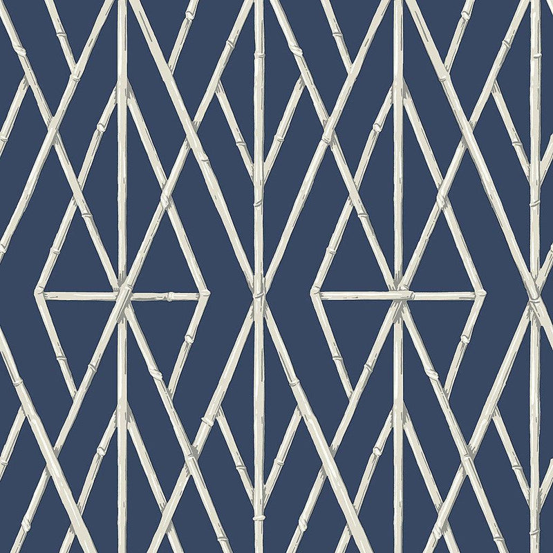 Wallpaper Riviera Bamboo Trellis Wallpaper // Navy 