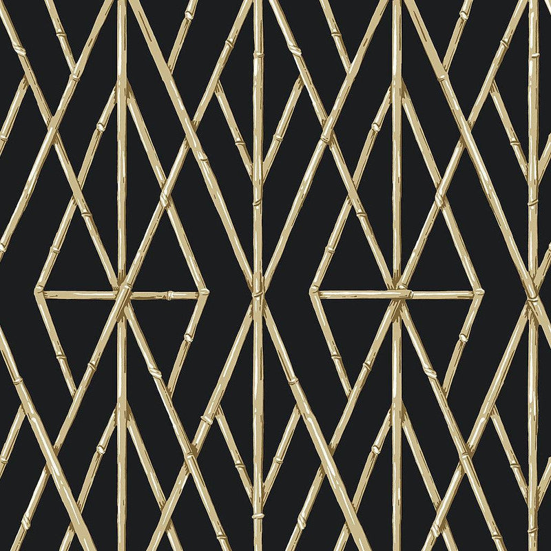 Wallpaper Riviera Bamboo Trellis Wallpaper Sample // Black 8 x 10 