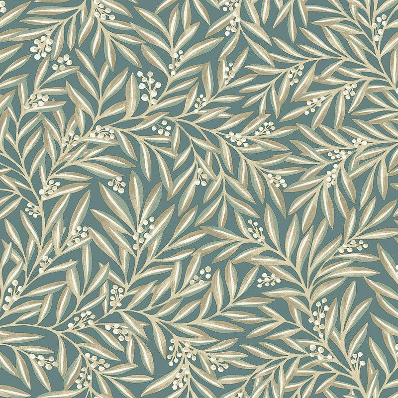 Wallpaper Rowan Wallpaper Sample // Teal 8 x 10 