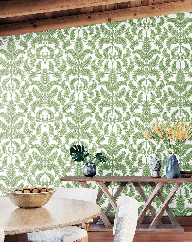 Wallpaper Royal Fern Damask Wallpaper // Green 