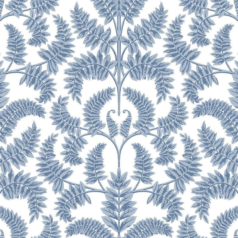 Wallpaper Royal Fern Damask Wallpaper Sample // Blue 8 x 10 