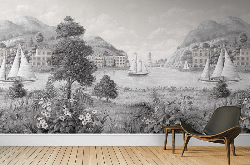 Wallpaper Safe Harbor Wall Mural Sample // Grey & Neutral 8 x 10 