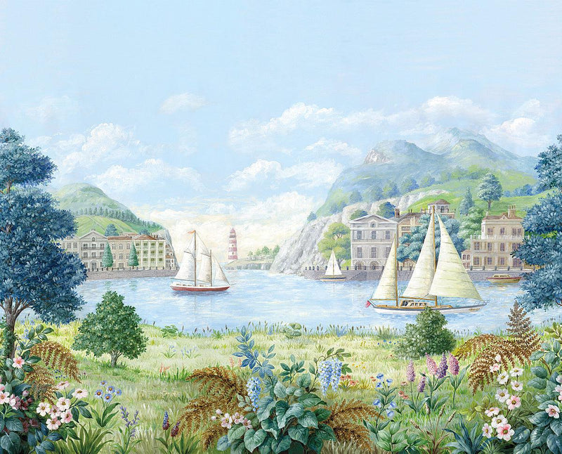 Wallpaper Safe Harbor Wall Mural Sample // Light Blue 8 x 10 