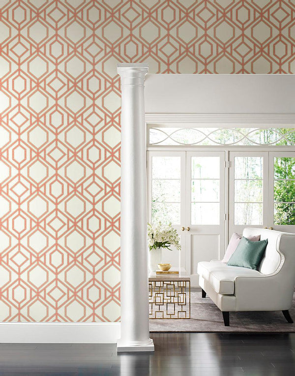 Wallpaper Sawgrass Trellis Wallpaper // Coral 