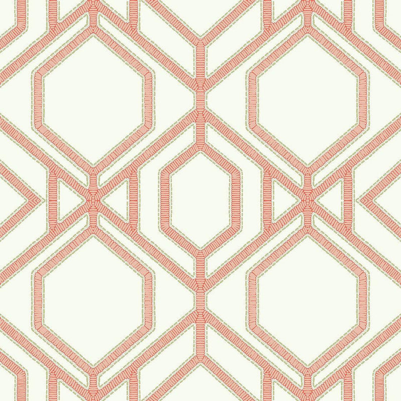 Wallpaper Sawgrass Trellis Wallpaper Sample // Coral 8 x 10 