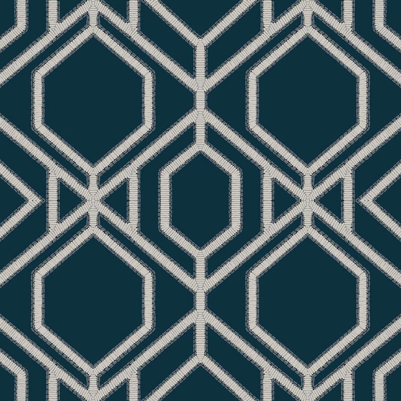 Wallpaper Sawgrass Trellis Wallpaper Sample // Navy 8 x 10 