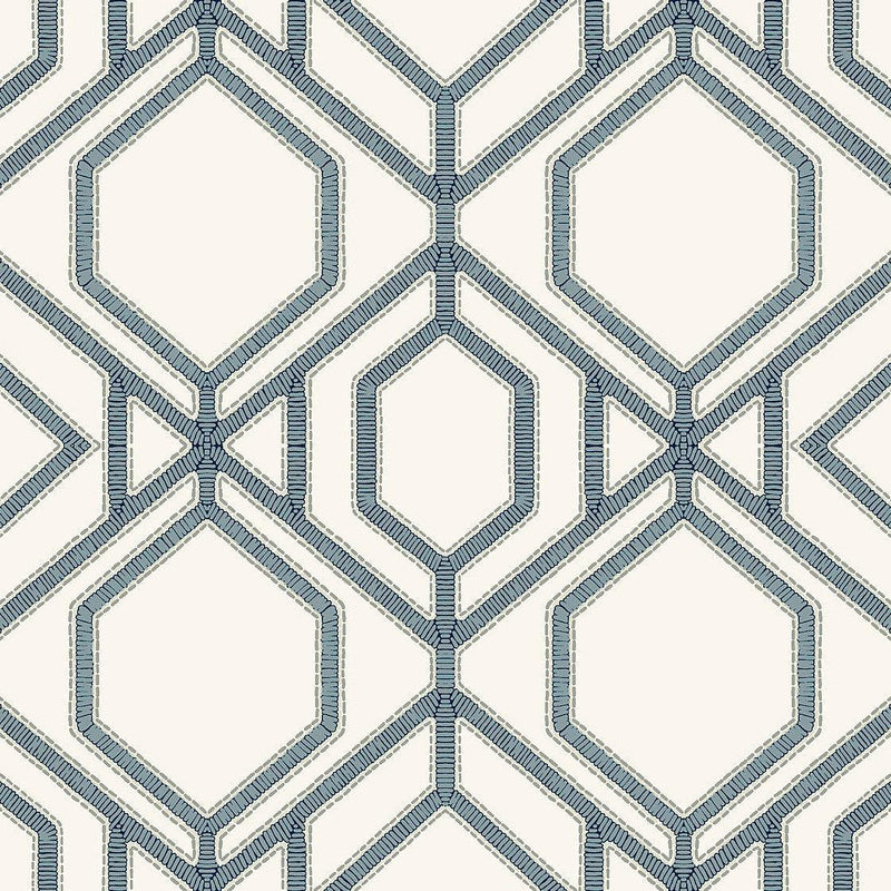 Wallpaper Sawgrass Trellis Wallpaper Sample // White & Blue 8 x 10 
