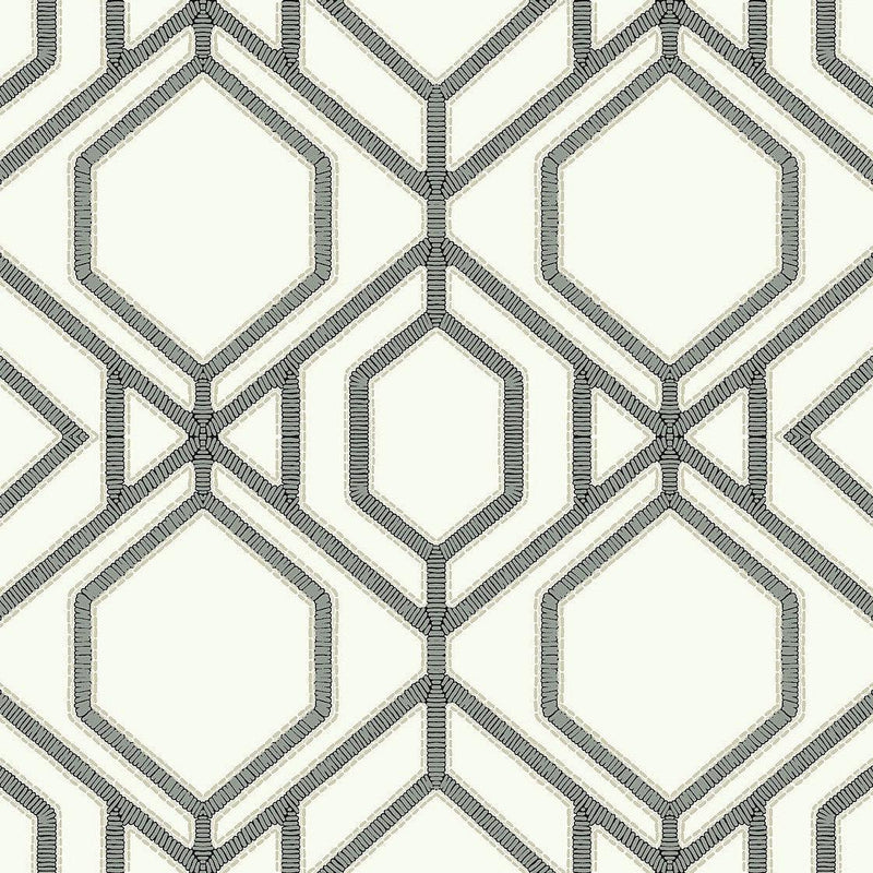 Wallpaper Sawgrass Trellis Wallpaper Sample // White & Grey 8 x 10 