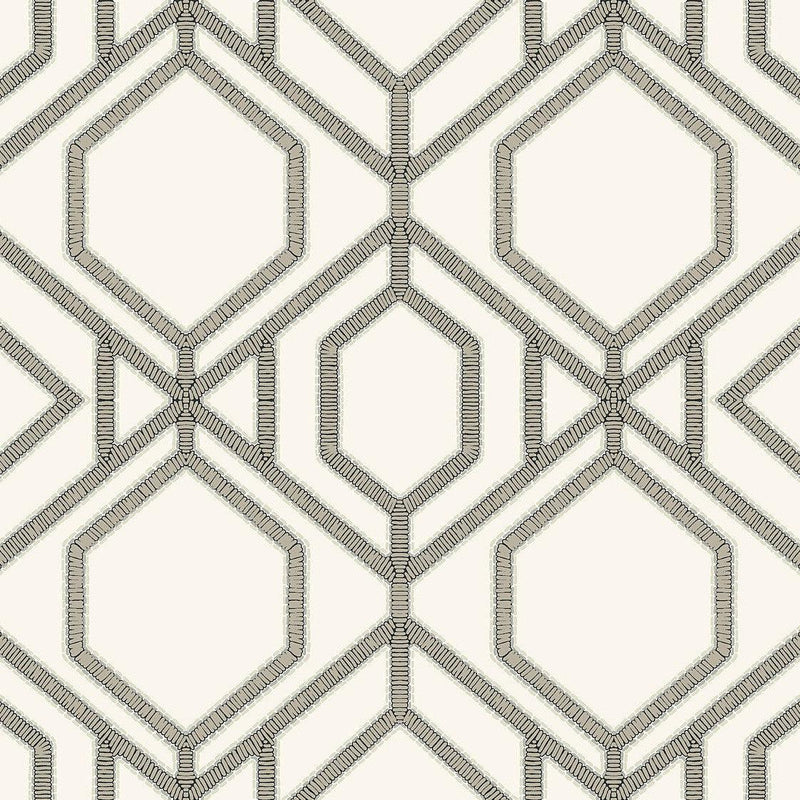 Wallpaper Sawgrass Trellis Wallpaper Sample // White & Taupe 8 x 10 