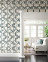 Wallpaper Sawgrass Trellis Wallpaper // White & Blue 