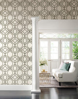 Wallpaper Sawgrass Trellis Wallpaper // White & Taupe 