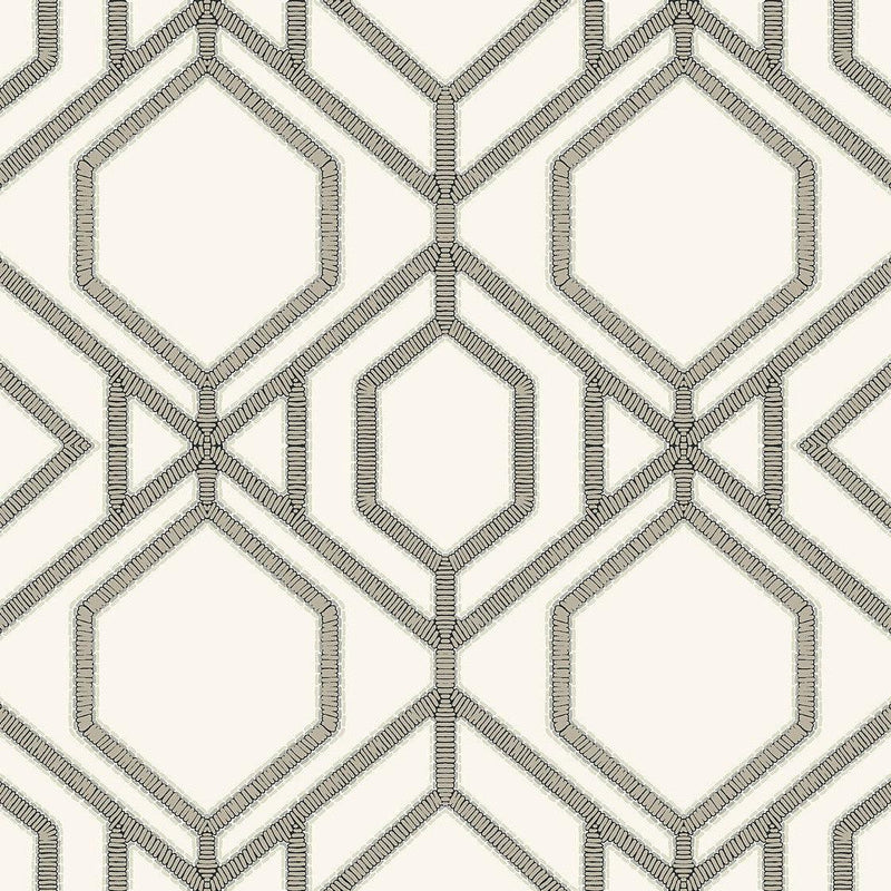 Wallpaper Sawgrass Trellis Wallpaper // White & Taupe 