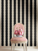 Wallpaper Scalloped Stripe Wallpaper // Black 