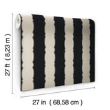 Wallpaper Scalloped Stripe Wallpaper // Black 