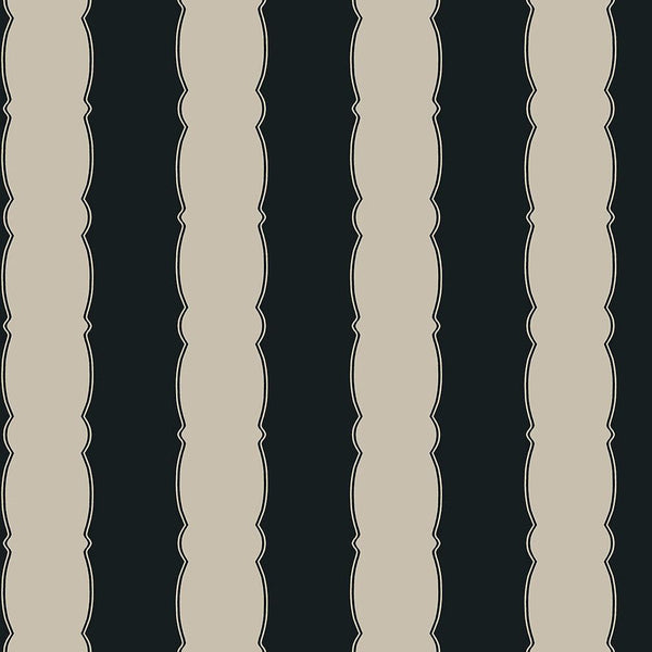 Wallpaper Scalloped Stripe Wallpaper // Black 