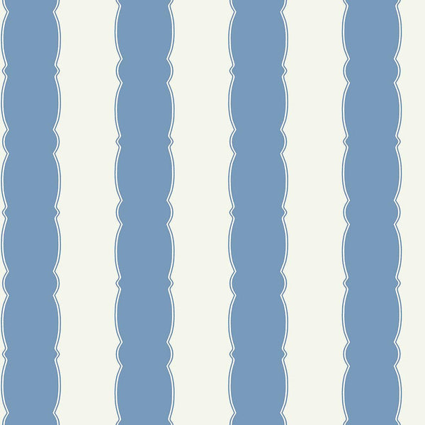 Wallpaper Scalloped Stripe Wallpaper // Blue 